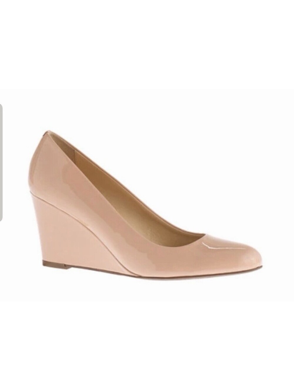 J.Crew Sylvia Patent Leather Wedge Pumps Nude Blush Pink Women’s Size 7M w/ Box